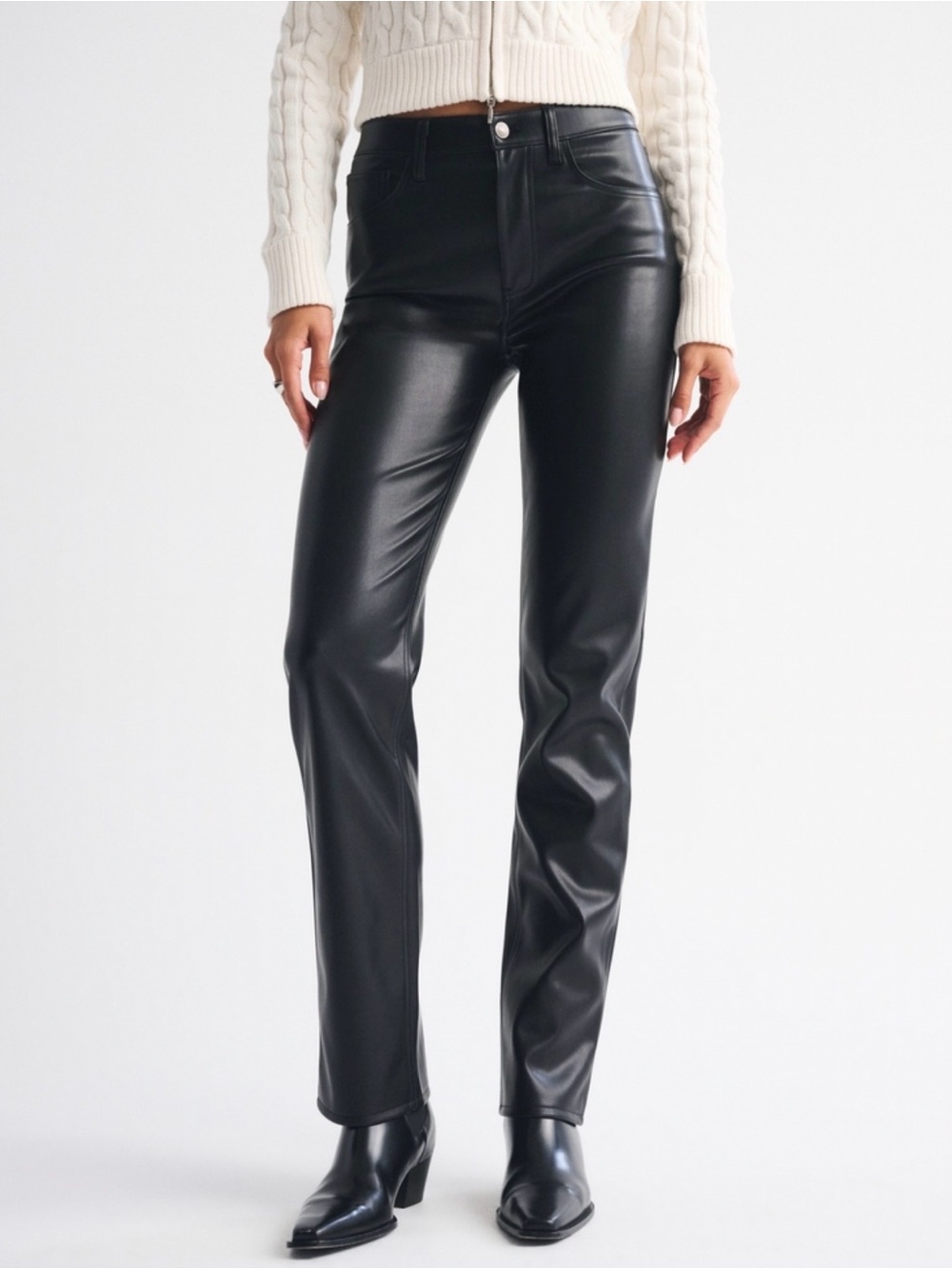 Abercrombie Curve Love Ultra High Rise 90s Straight Vegan Leather Pants *Tall*